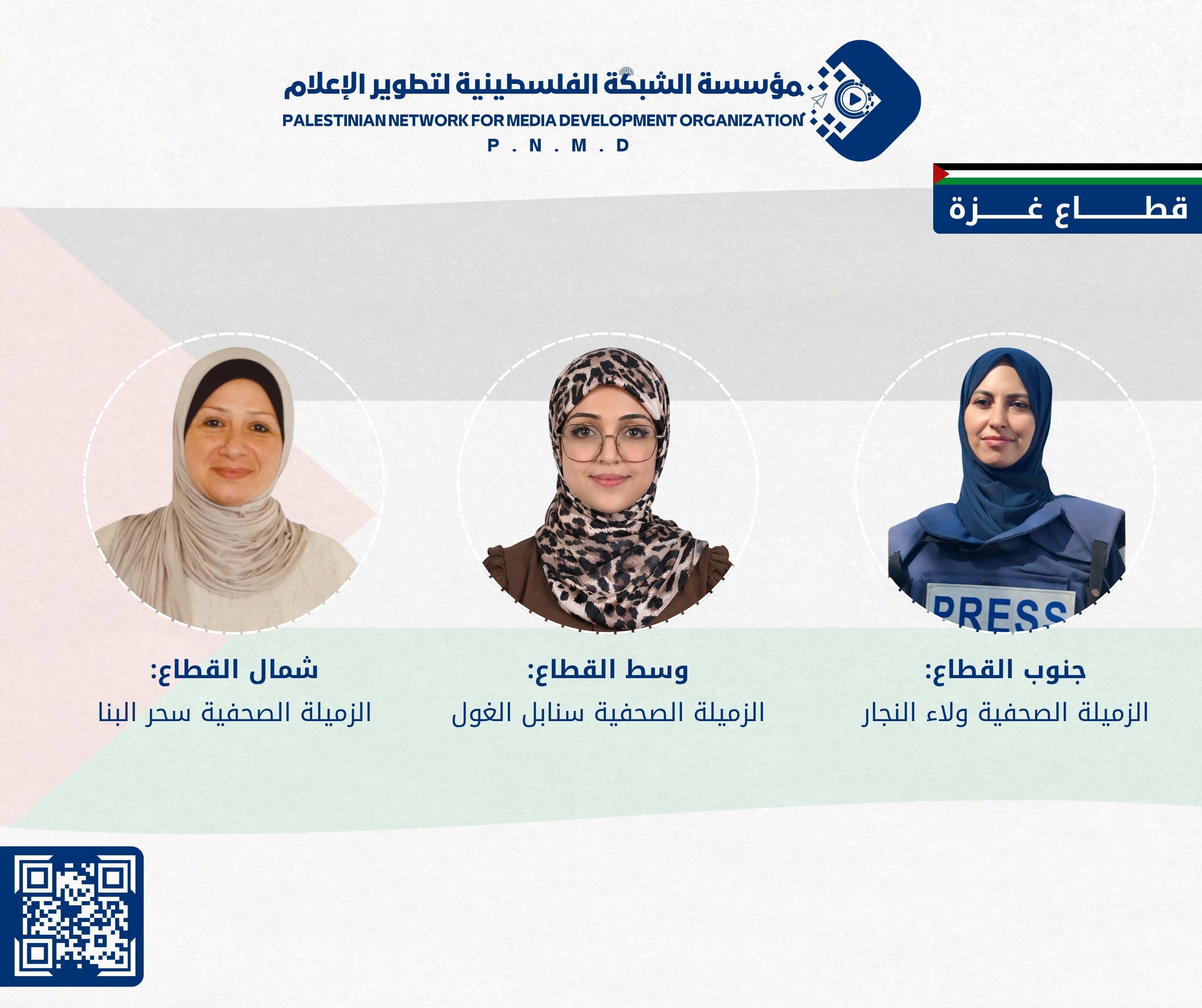 فريق مؤسسة الشبكة الفلسطينية لتطوير الإعلام – قطاع غزة | Team of the Palestinian Network for Media Development Organization – Gaza Strip